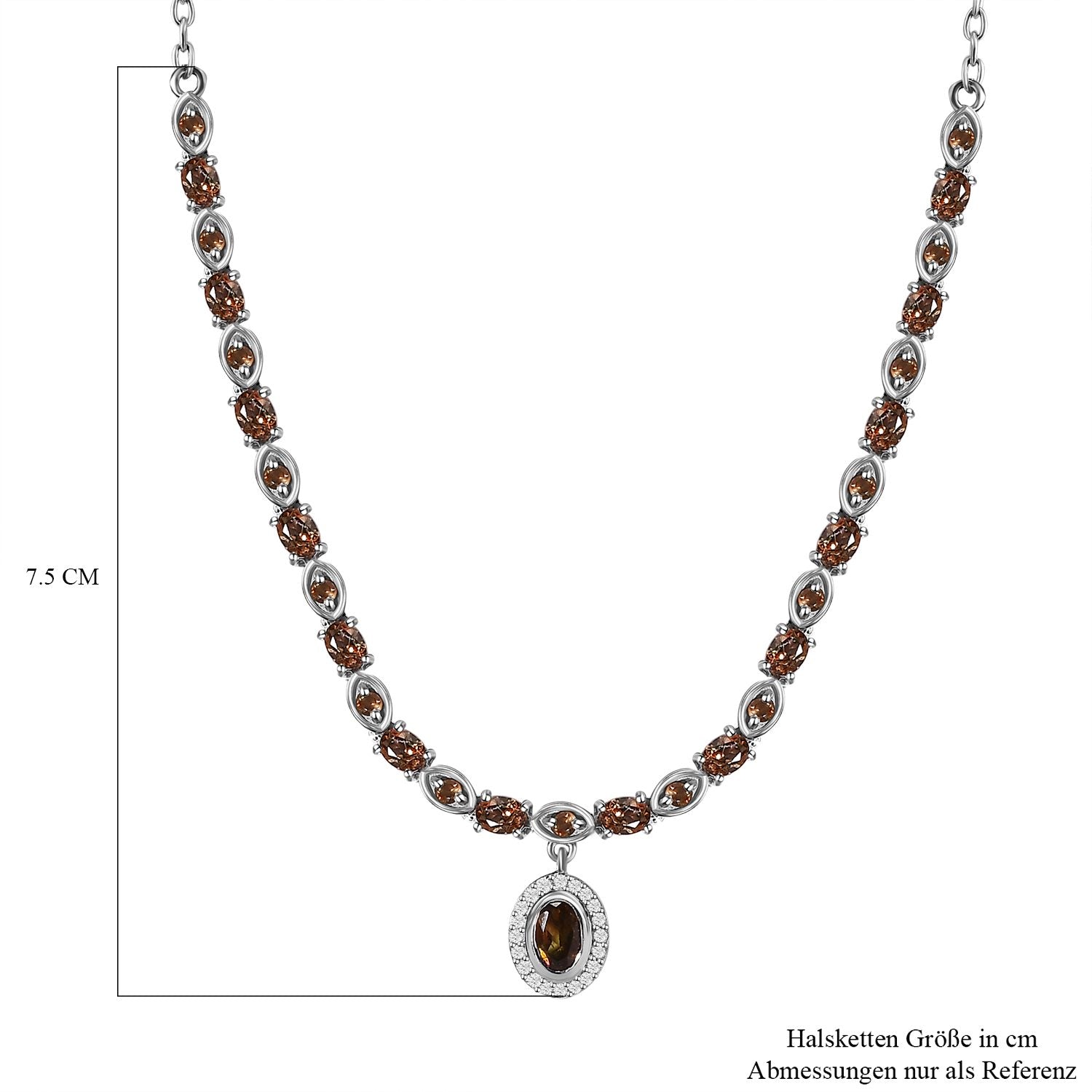 Natürlicher Jenipapo Andalusit Halskette, ca. 45 cm, 925 Silber platiniert, ca. 3.52 ct