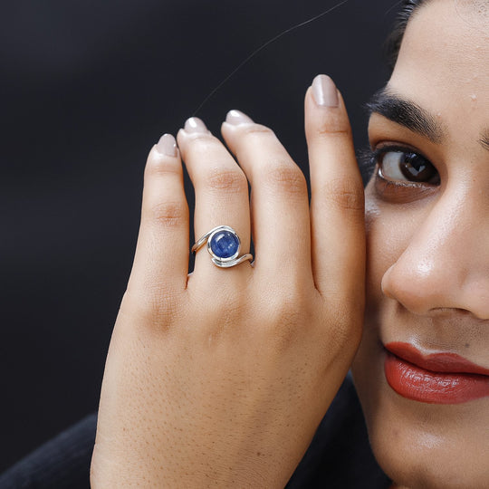 Kyanit Ring, 925 Silber platiniert ca. 3.95 ct