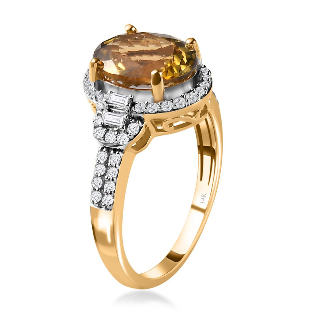 LUXORO AA Natürlicher goldener Tansanit, Weißer Diamant Ring 585 Gold (Größe 17.00)   (4-5 Werktage Lieferzeit) ca. 2.86 ct