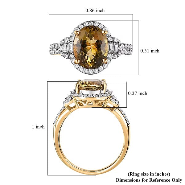 LUXORO AA Natürlicher goldener Tansanit, Weißer Diamant Ring 585 Gold (Größe 17.00)   (4-5 Werktage Lieferzeit) ca. 2.86 ct