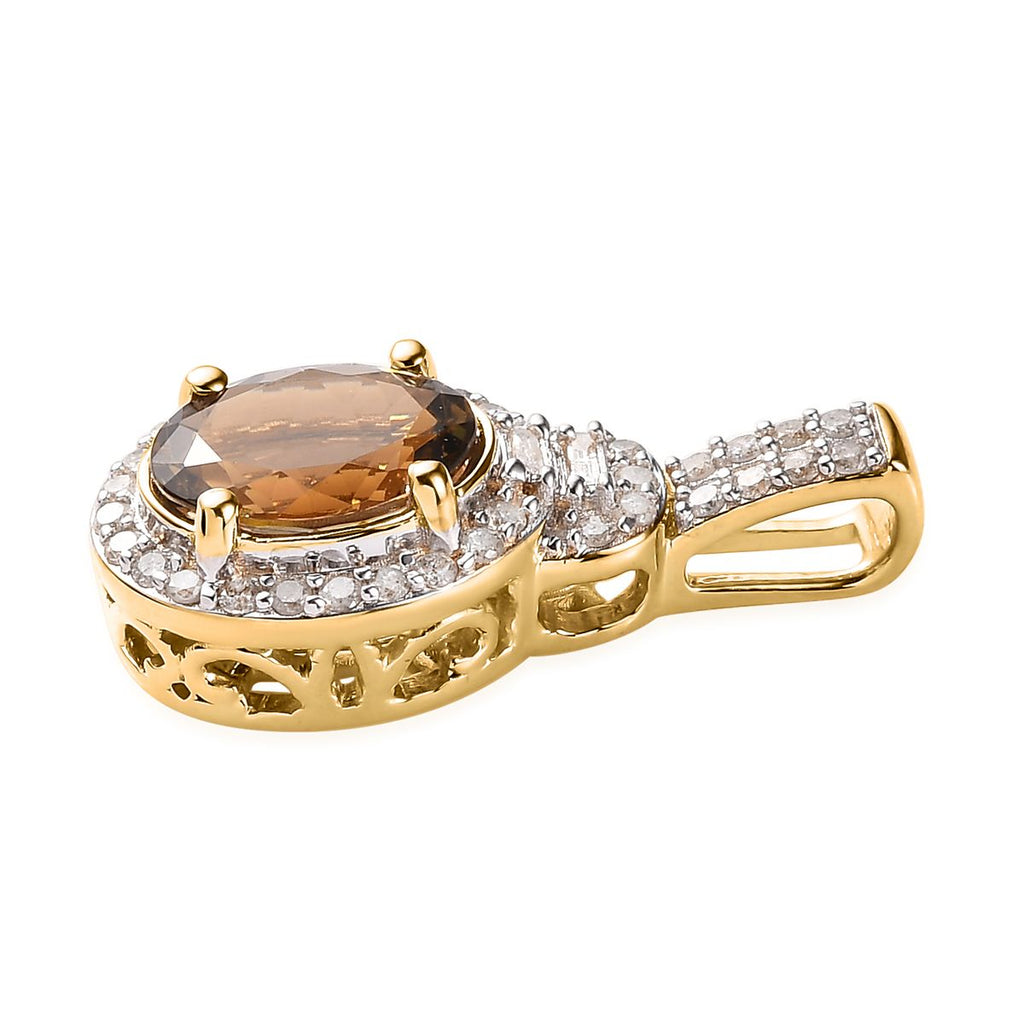 LUXORO AA Natürlicher goldener Tansanit, Weißer Diamant Anhänger 585 Gold (4-5 Werktage Lieferzeit) ca. 2.20 ct