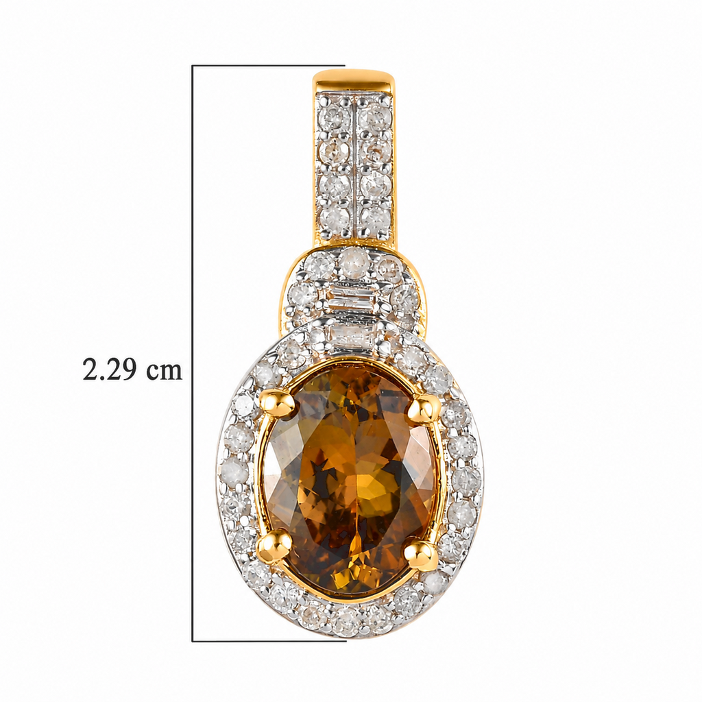 LUXORO AA Natürlicher goldener Tansanit, Weißer Diamant Anhänger 585 Gold (4-5 Werktage Lieferzeit) ca. 2.20 ct