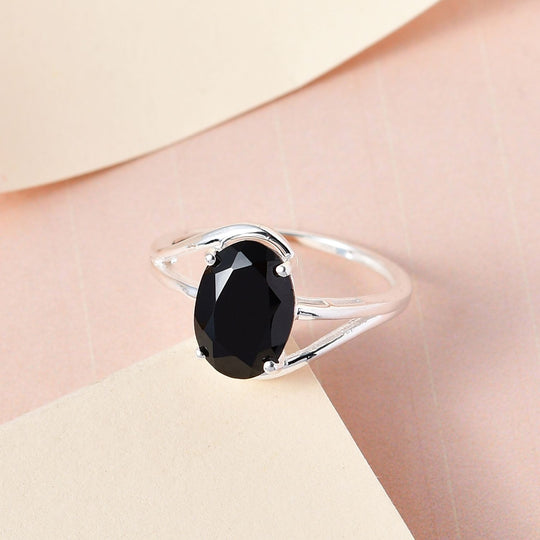 Schwarzer Spinell Ring 925 Silber ca. 2.64 ct
