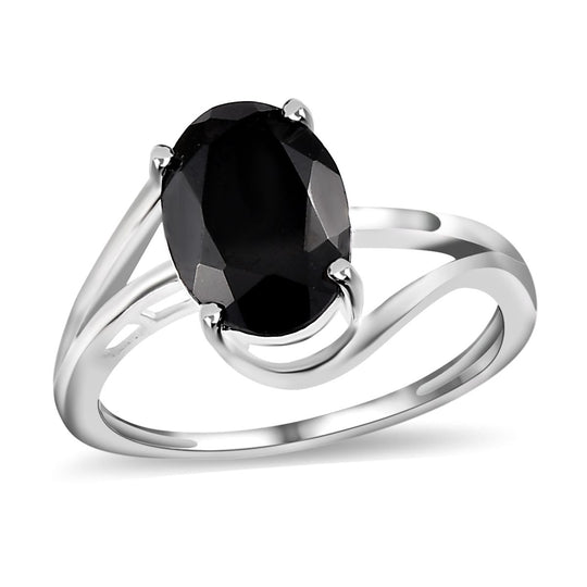 Schwarzer Spinell Ring 925 Silber ca. 2.64 ct