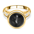 Schwarzer Stern Diopsid, Weißer Zirkon Ring, Messing vergoldet (Größe 17.00) ca. 7.85 ct