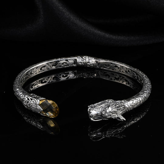 Royal Bali Kollektion - Citrin Armreif, ca. 19 cm, 925 Silber ca. 7.00 ct
