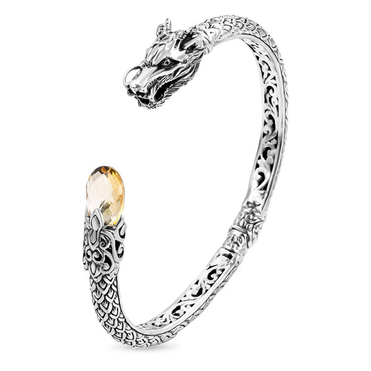 Royal Bali Kollektion - Citrin Armreif, ca. 19 cm, 925 Silber ca. 7.00 ct