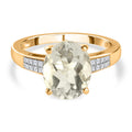 Mexikanischer natürlicher Hyalit Opal und Moissanit Ring, 925 Silber Gelbgold Vermeil (Größe 17.00) ca. 2.73 ct
