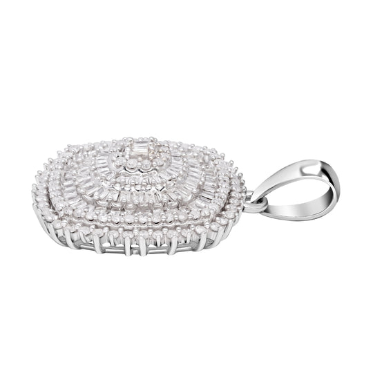 Weißer Diamant Anhänger, 925 Silber platiniert, ca. 1.00 ct