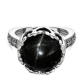 Schwarzer Stern Diopsid-Ring, 925 Silber platiniert (Größe 16.00) ca. 9.99 ct