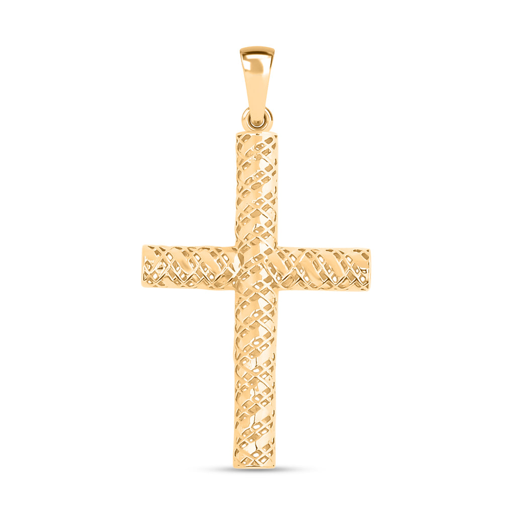 Diamantschliff Kreuzanhänger, 585 Gelbgold