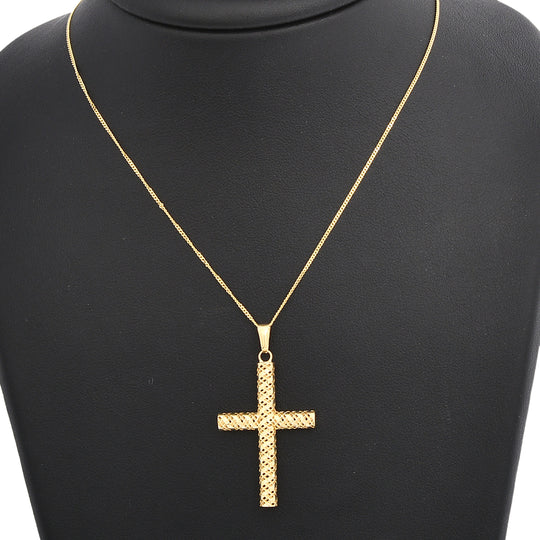 Diamantschliff Kreuzanhänger, 585 Gelbgold