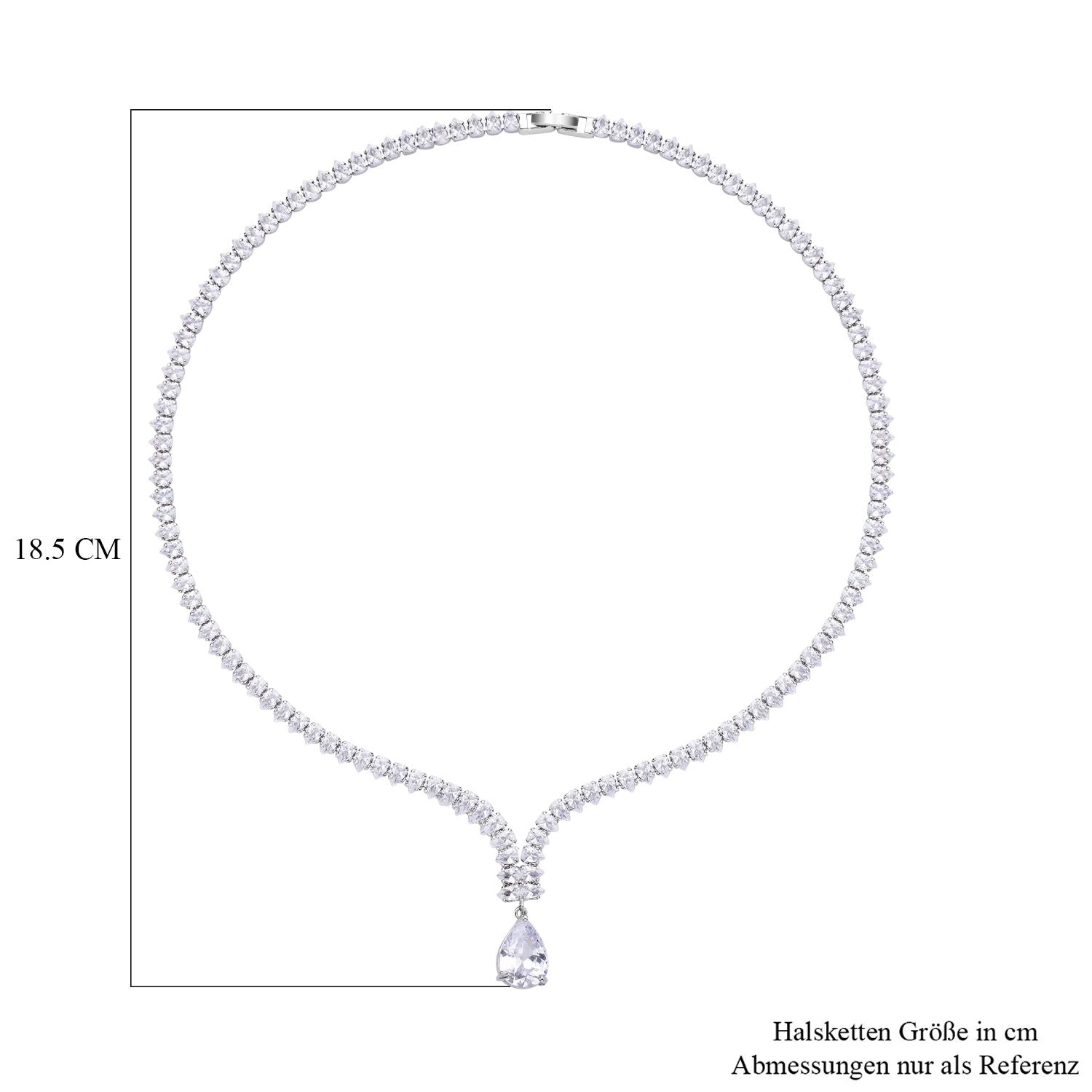 Weißes Zirkonia-Mosaik Collier, ca. 50 cm, Messing