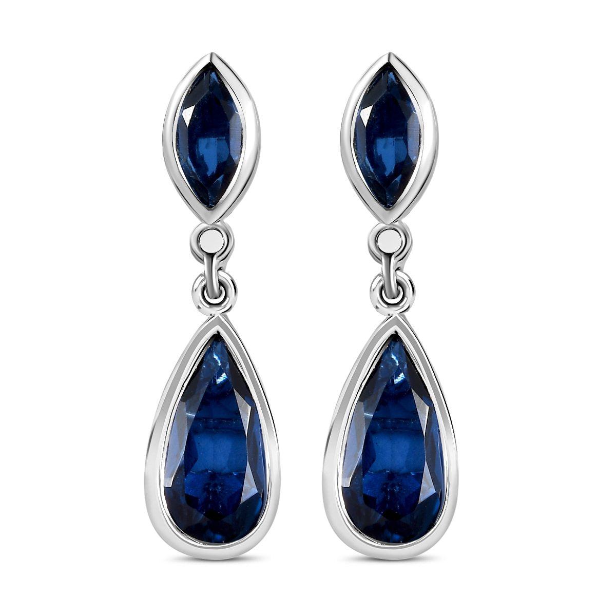Blaue Quarz Ohrringe, 925 Silber platiniert, ca. 5.31 ct