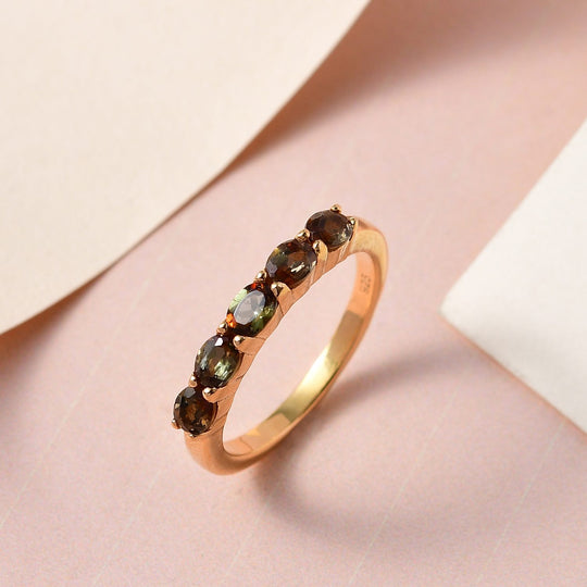Natürlicher Jenipapo Andalusit Ring, 925 Silber vergoldet ca. 0.91 ct