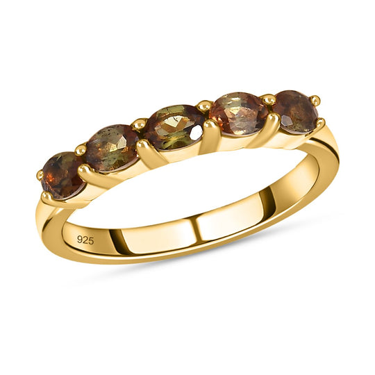 Natürlicher Jenipapo Andalusit Ring, 925 Silber vergoldet ca. 0.91 ct