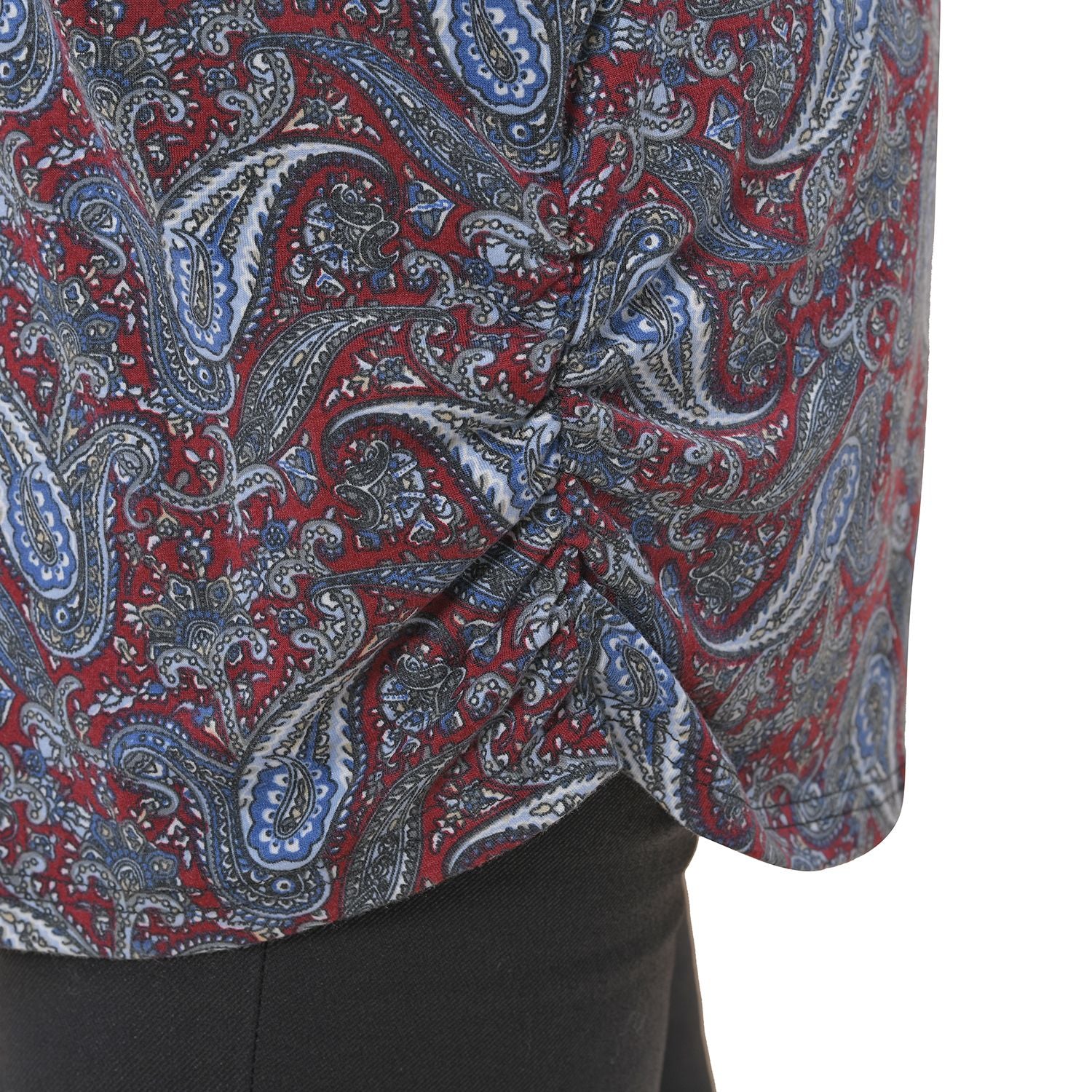 TAMSY - Drapiertes Strick-Top mit V-Ausschnitt, One Size, Paisley