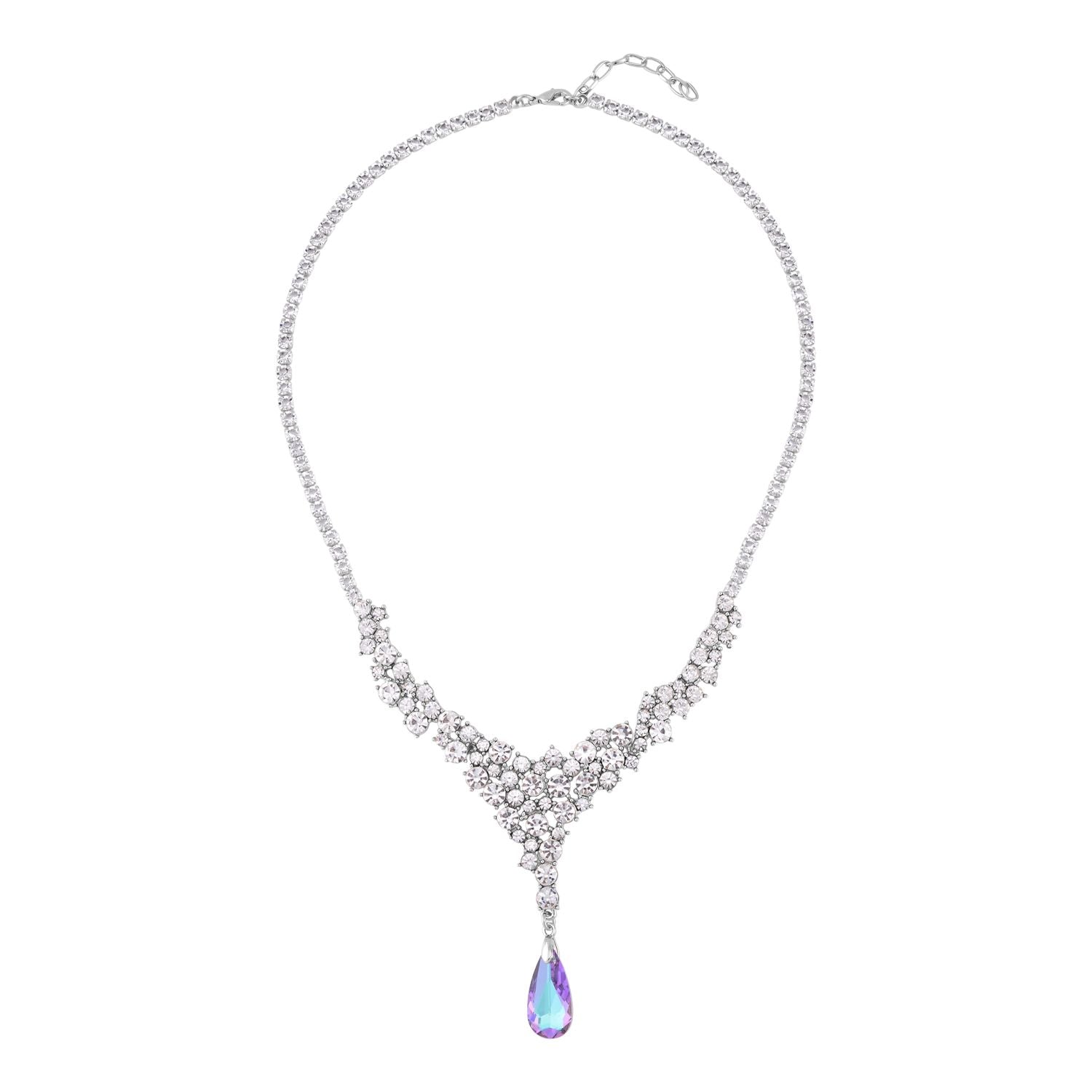 Klassische charmante Lila und Weiß Kristall Collier, ca. 50 cm