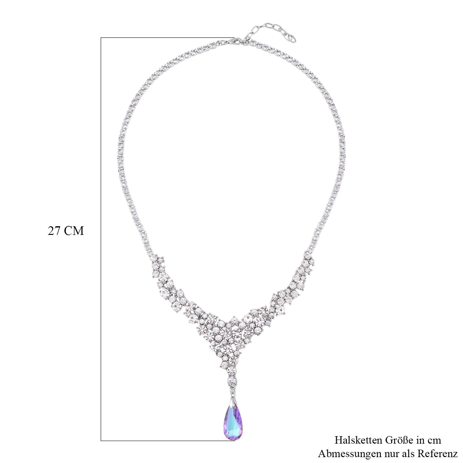 Klassische charmante Lila und Weiß Kristall Collier, ca. 50 cm