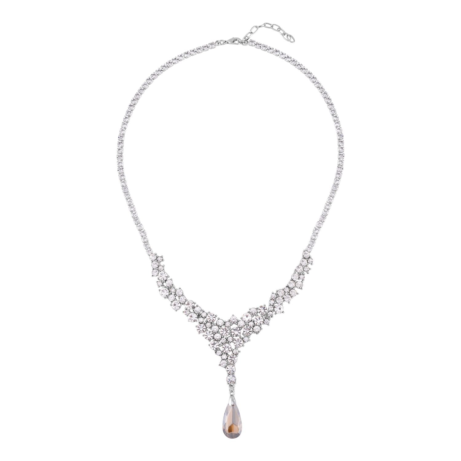 Klassische charmante Champagner und Weiß Kristall Collier, ca. 50 cm