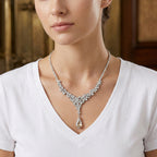 Klassische charmante Champagner und Weiß Kristall Collier, ca. 50 cm