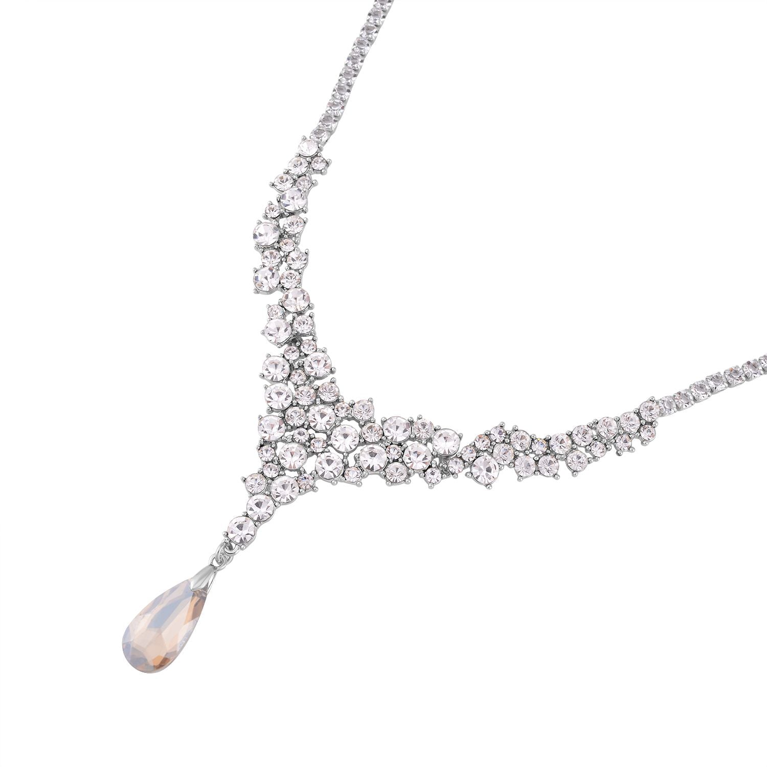 Klassische charmante Champagner und Weiß Kristall Collier, ca. 50 cm