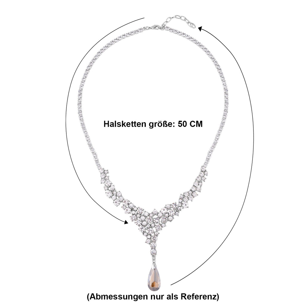Klassische charmante Champagner und Weiß Kristall Collier, ca. 50 cm