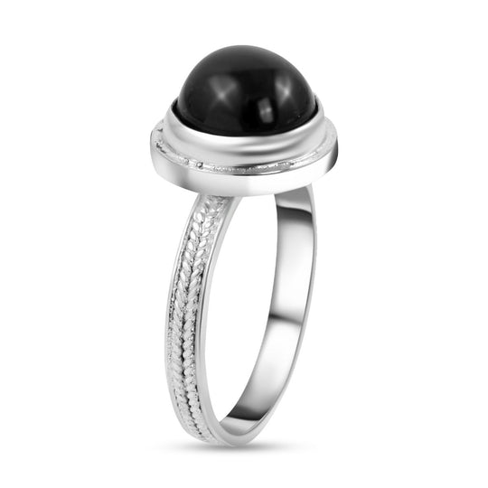 Schwarzer Stern Diopsid Ring 925 Silber ca. 3.82 ct