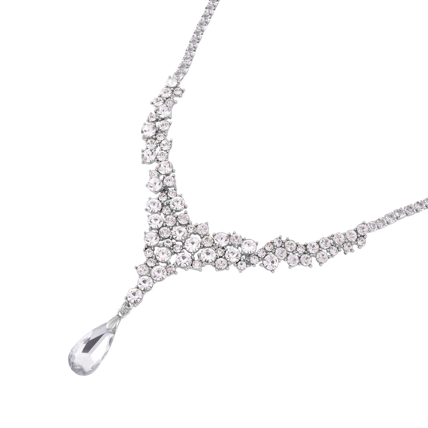Klassische charmante weiße Kristall Collier, ca. 50 cm