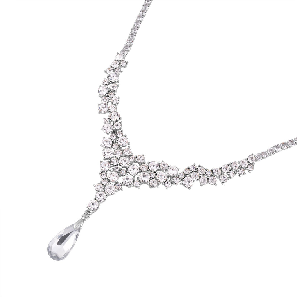 Klassische charmante weiße Kristall Collier, ca. 50 cm