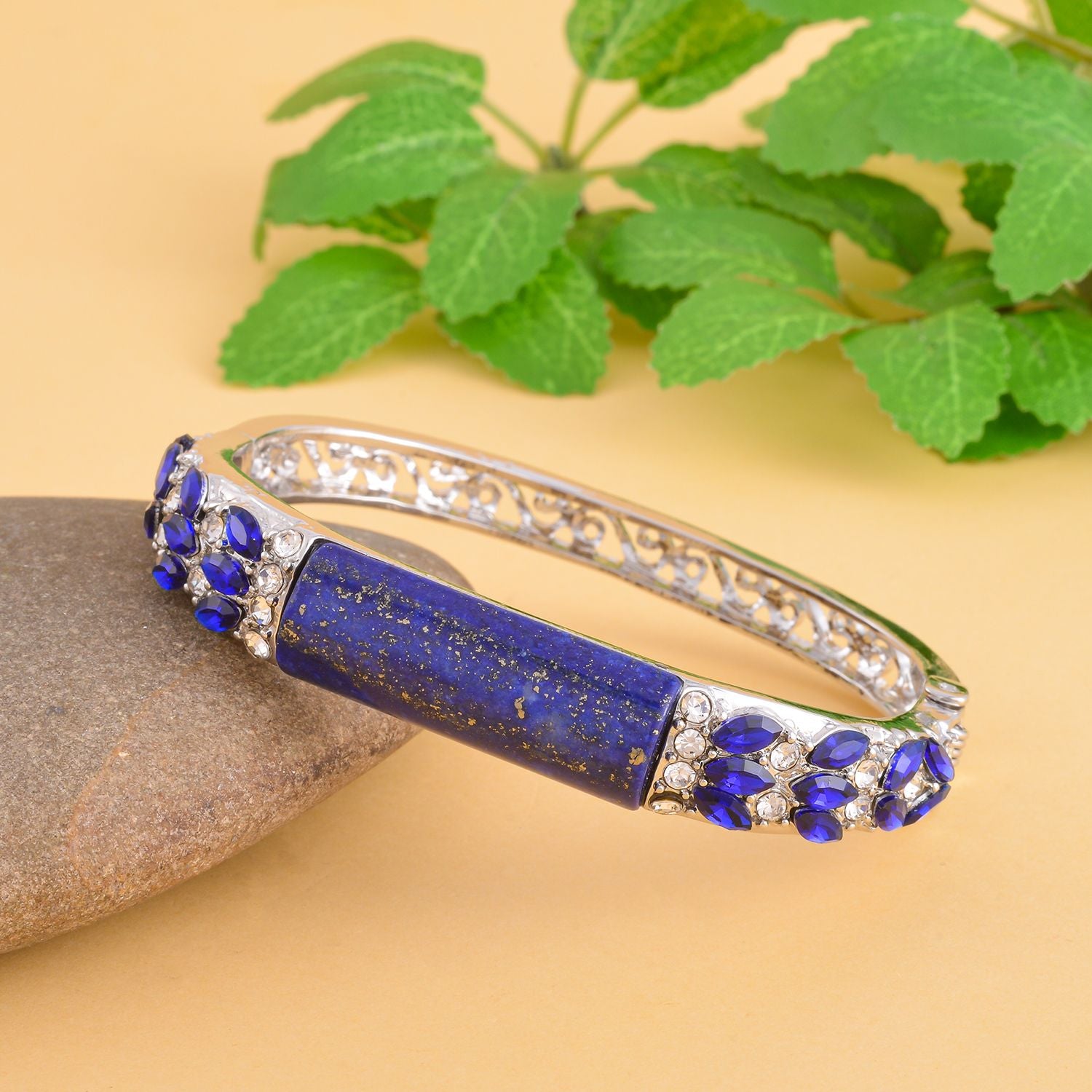 Lapislazuli, blauer Kristall Armreif, ca. 18 cm
