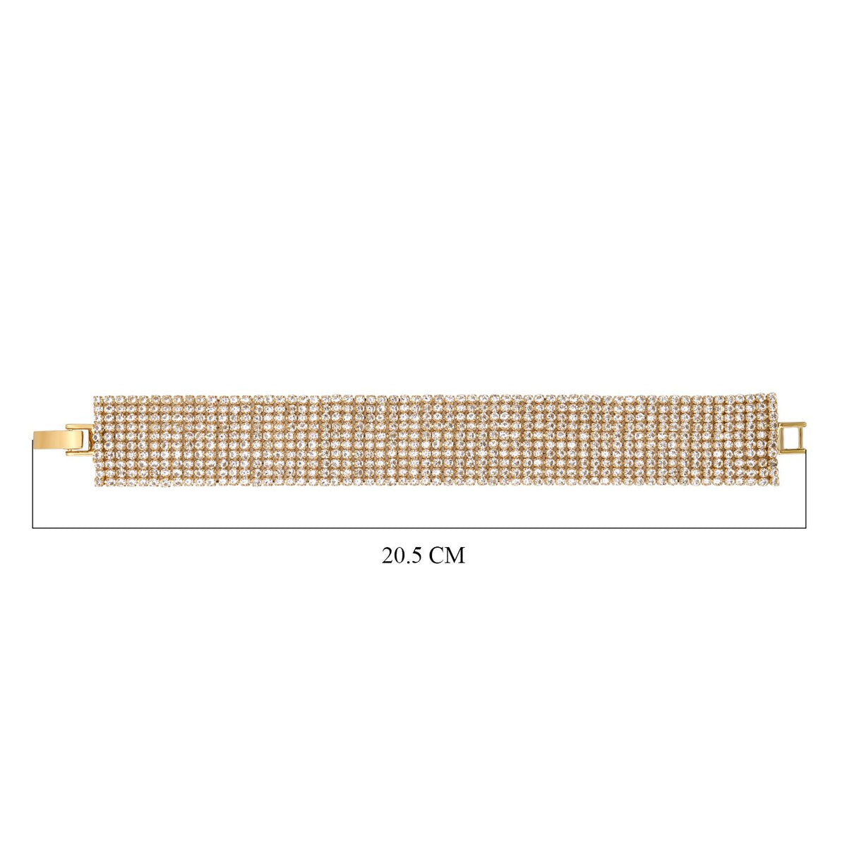Mehrreihiges Kristall Carpet Armband, ca. 19 cm, goldfarben