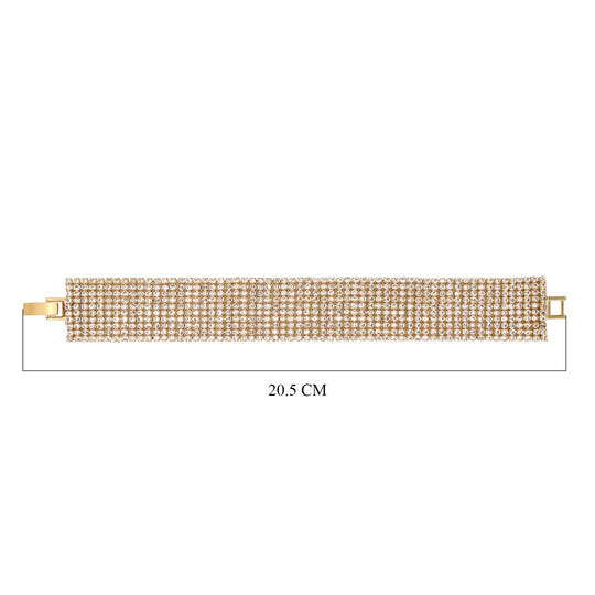 Mehrreihiges Kristall Carpet Armband, ca. 19 cm, goldfarben