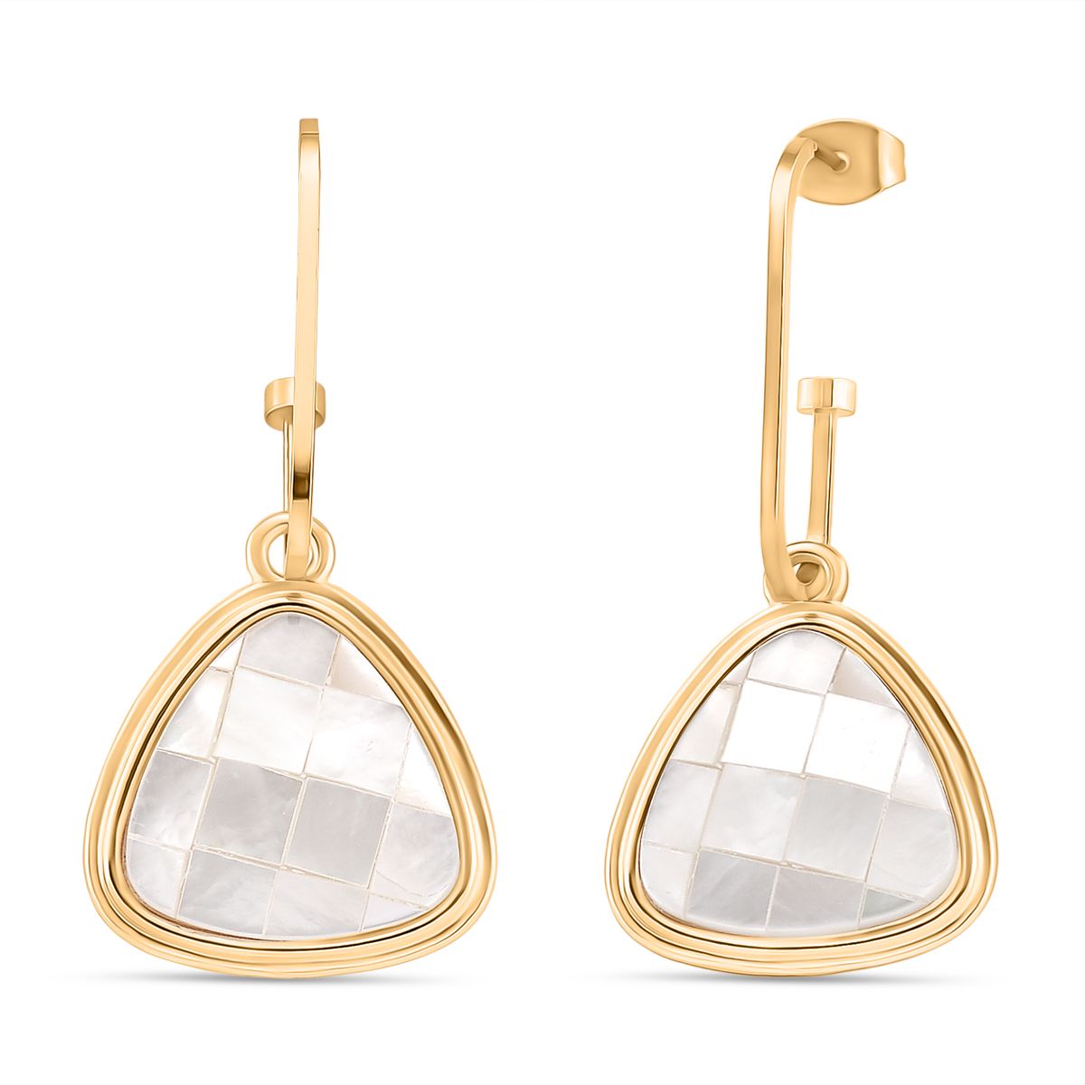 Weiße Muschelkernperlen Ohrringe, Goldfarben