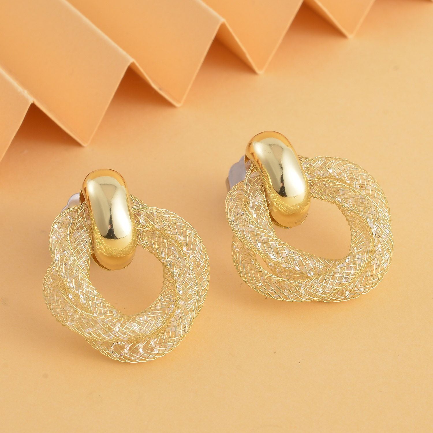Designer Kristall-Ohrringe, Goldfarben 2.00 ct