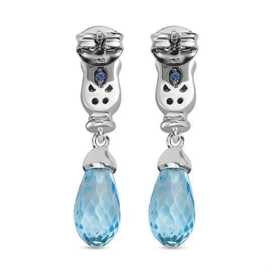 GP Art Déco Kollektion - Himmelblaue Topas, Neon Apatit Ohrringe, 925 Silber platiniert ca. 8.26 ct