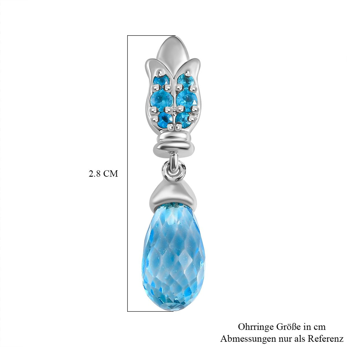 GP Art Déco Kollektion - Himmelblaue Topas, Neon Apatit Ohrringe, 925 Silber platiniert ca. 8.26 ct