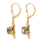 GP Bella Italia Kollektion - Giuseppe Perez Labradorit, Kanchanaburi Blauer Saphir Ohrringe, 925 Silber Gelbgold Vermeil ca. 5.20 ct