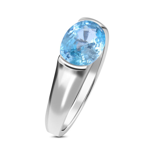 Kambodschanischer, blauer Zirkon Ring, 925 Silber platiniert (Größe 20.00), ca. 3.00 ct