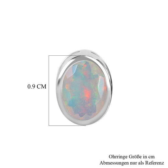 Natürliche, äthiopische Welo Opal-Ohrringe, 925 Silber platiniert ca. 0.96 ct