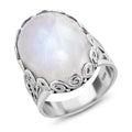 Royal Bali - Regenbogen Mondstein Ring 925 Silber (Größe 17.00) ca. 15,50 ct