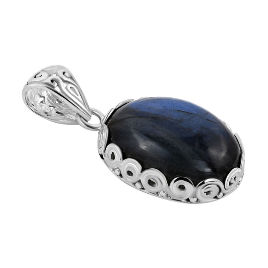 Royal Bali - Regenbogen Mondstein Anhänger 925 Silber ca. 15,50 ct