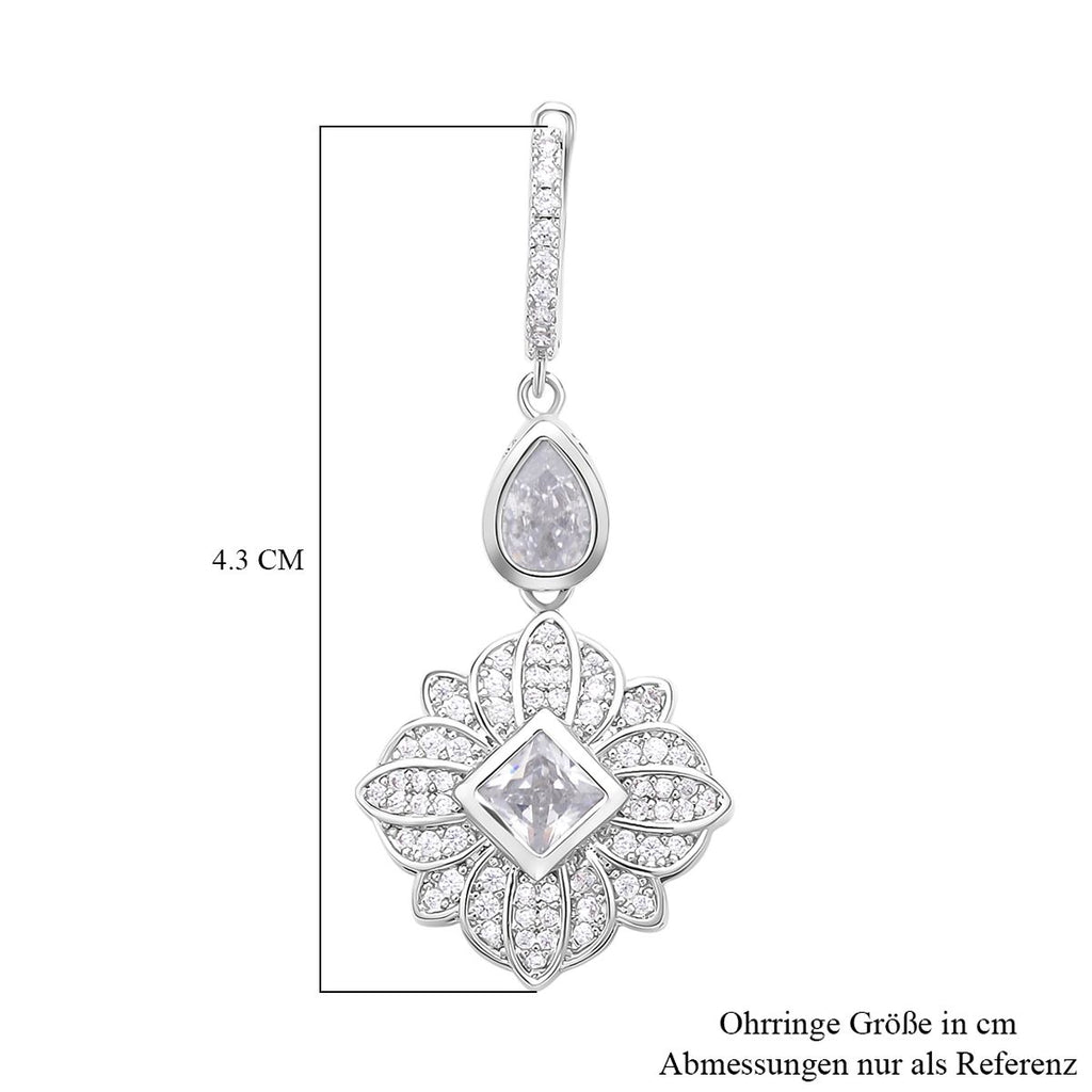 Weiße Zirkonia Ohrringe, Messing, ca. 1.80 ct