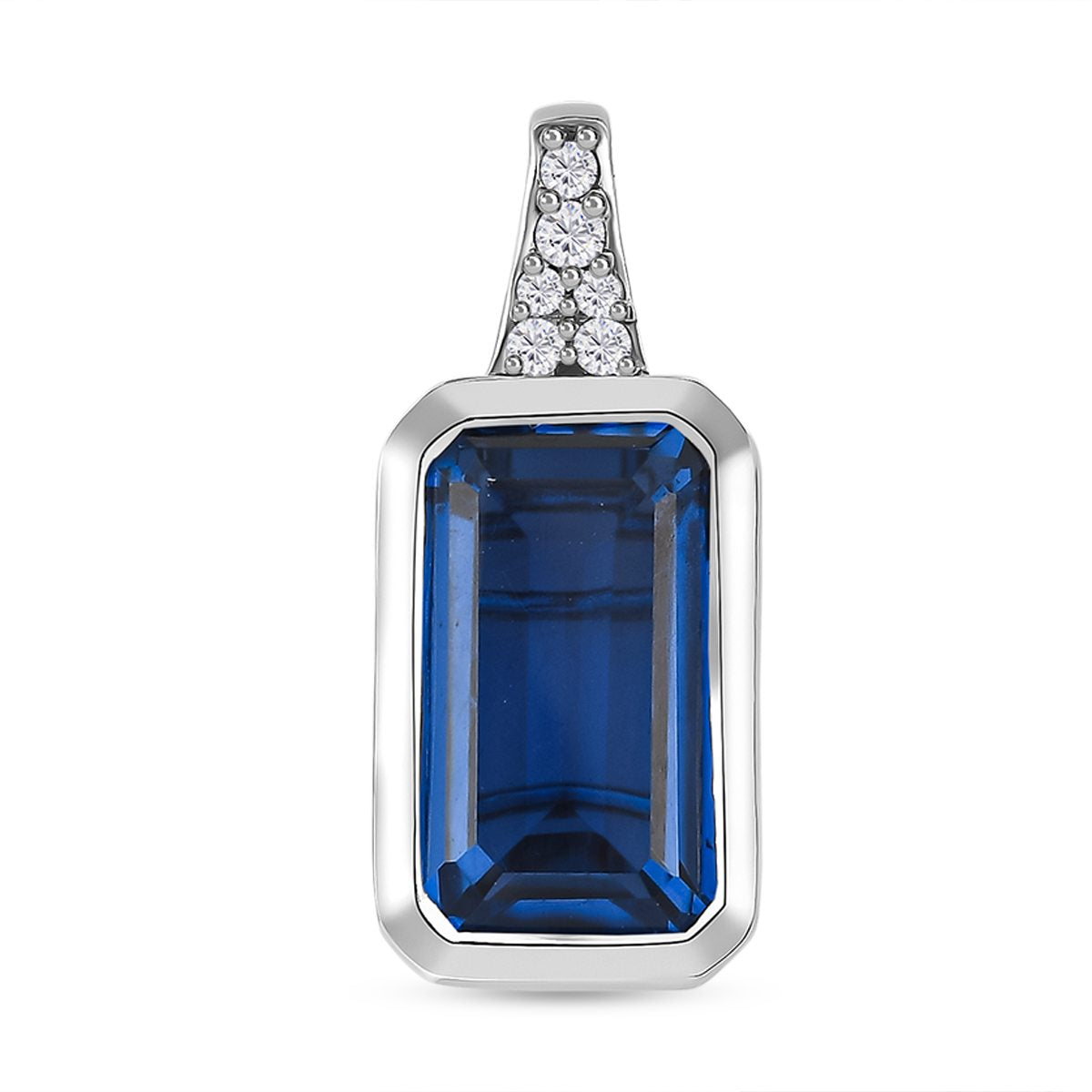 Ceylon Farbe Quarz, Weißer Zirkon Anhänger 925 Silber platiniert ca. 5.27 ct
