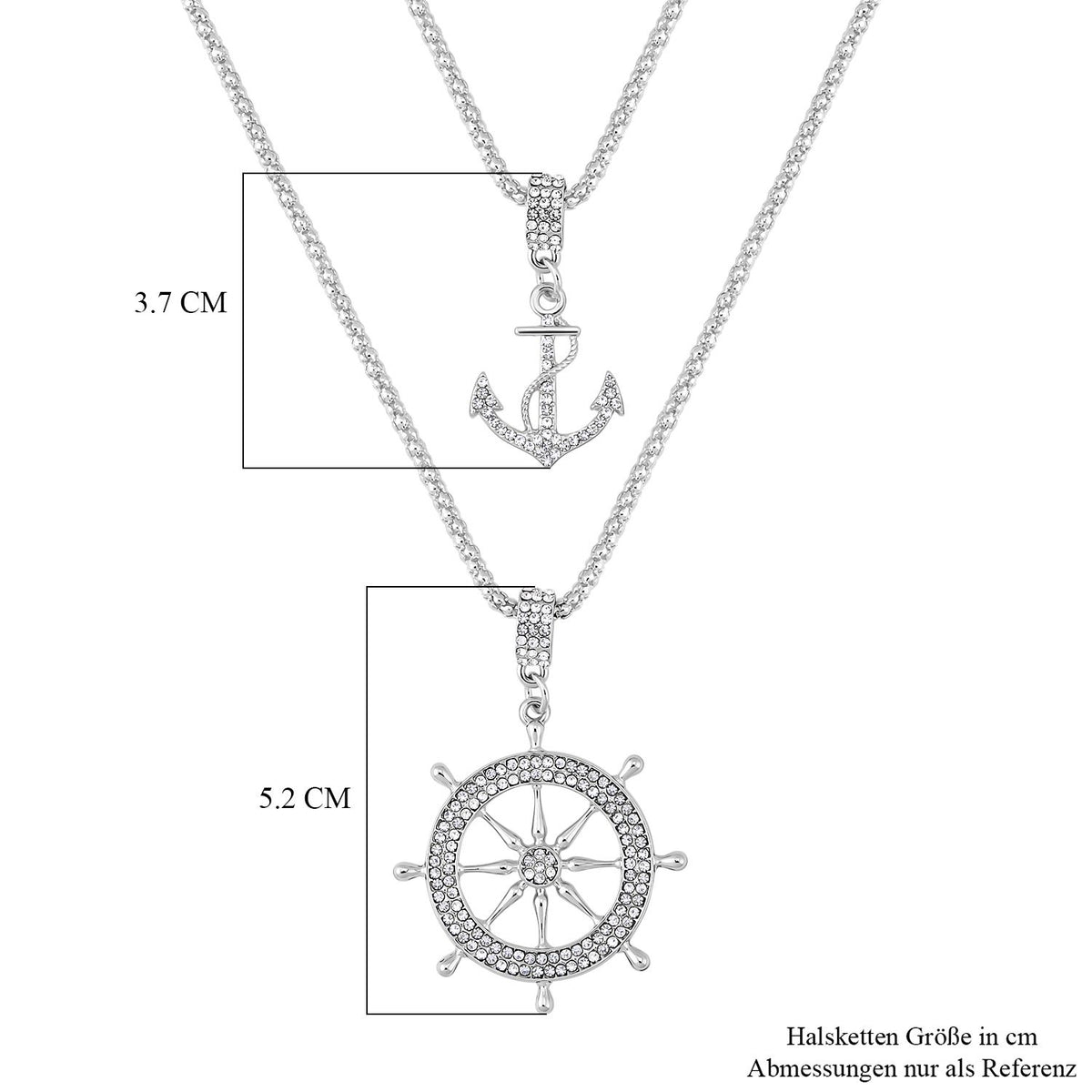 2er Set - Weiße Kristall Halskette, ca. 50 cm