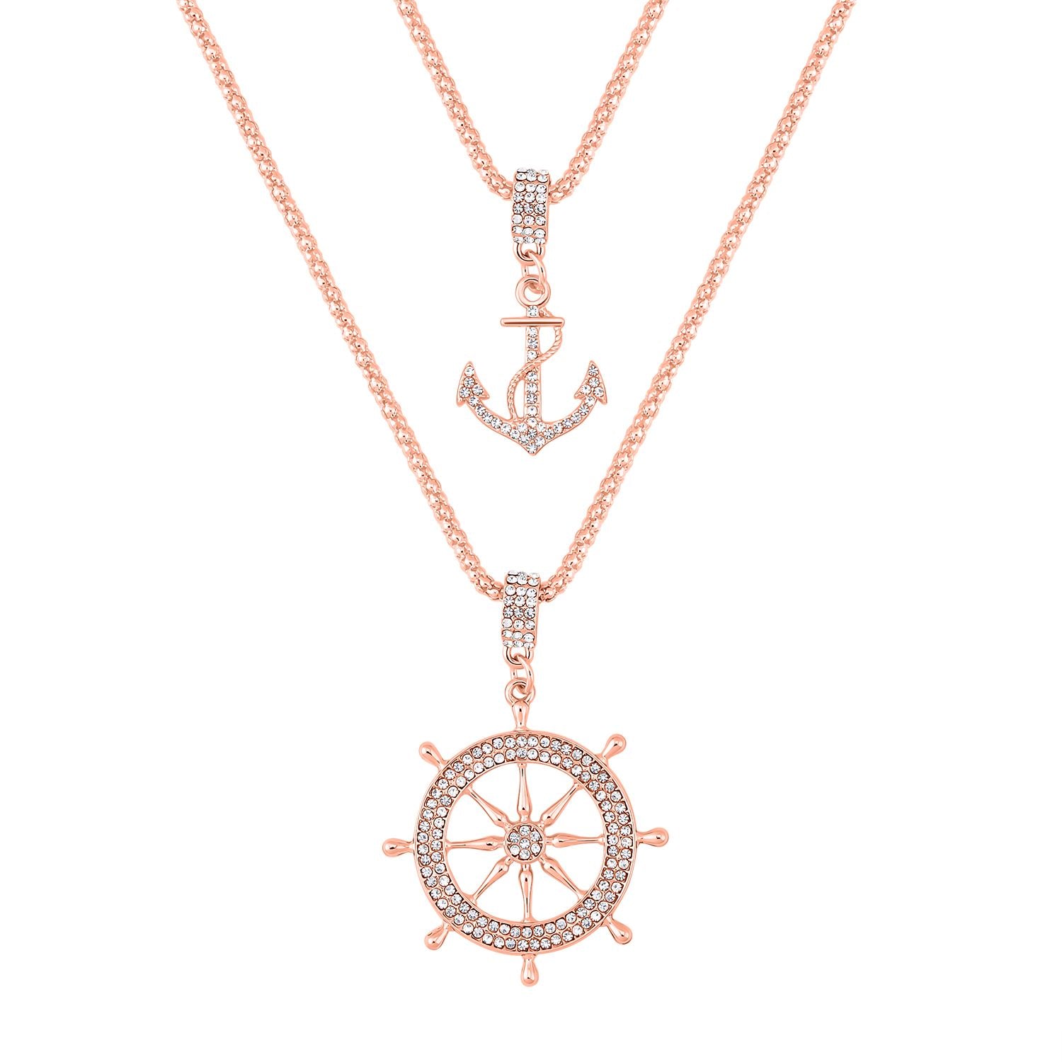 2er Set - Weiße Kristall Halskette, ca. 50 cm 5.00 ct