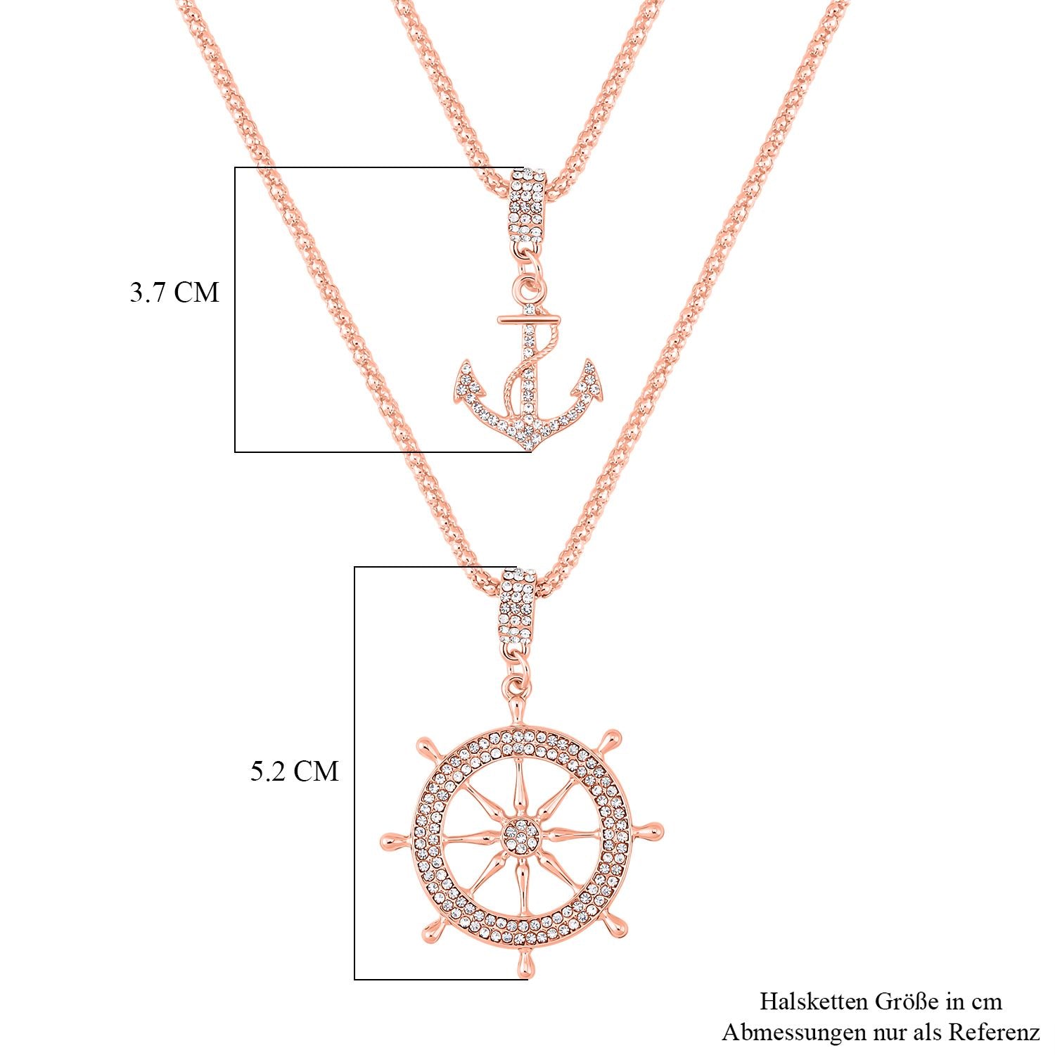 2er Set - Weiße Kristall Halskette, ca. 50 cm 5.00 ct
