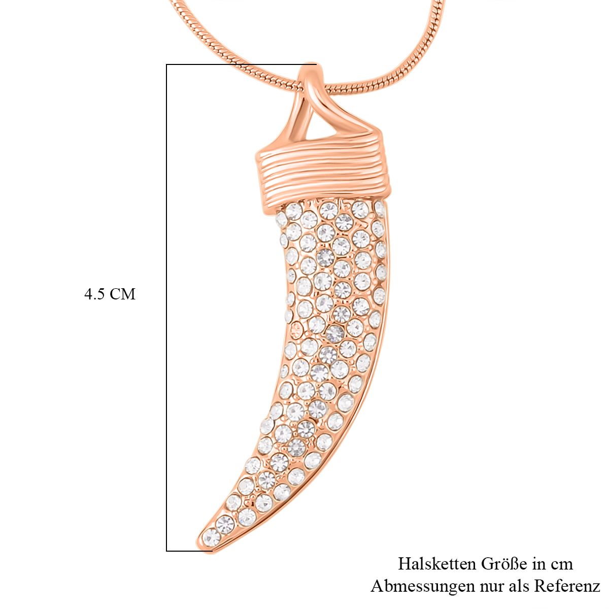 Weiße Kristall Halskette, ca. 70 cm, roséfarben