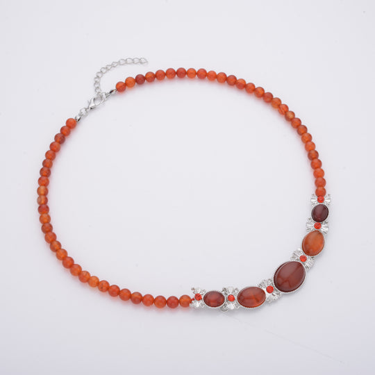 Rote Achat Halskette, ca. 45 cm, ca. 120,00 ct