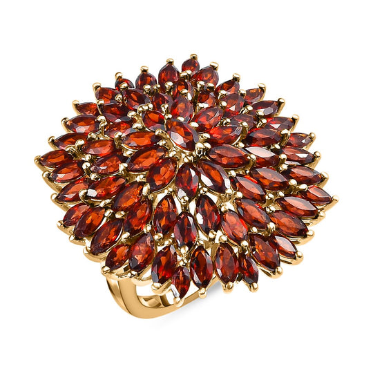 Natürlicher Mosambik Granat Ring, 925 Silber vergoldet, ca. 11.88 ct